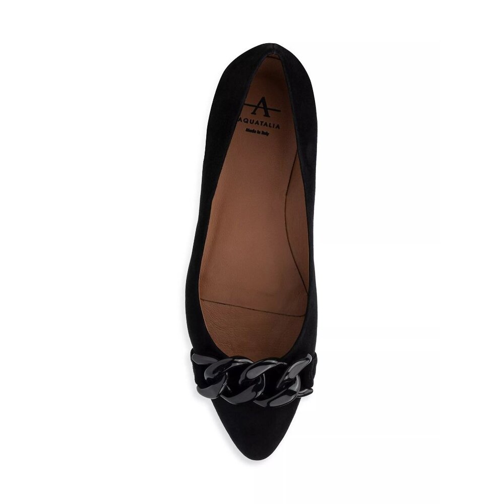 🆕 AQUATALIA Palina Pointed Toe Chain Loafer Flat Shoes 8 Black - Picture 3 of 12